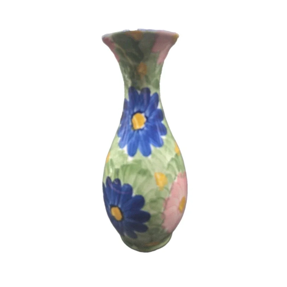 Multi Color Ceramic Vase Daisy Flower Hand Painted